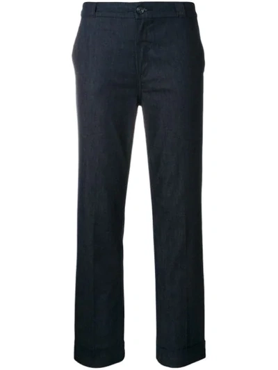 Tory Burch Etta Cuffed Trousers In Blue