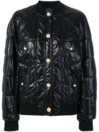 Balmain Quilted Bomber Jacket In Black