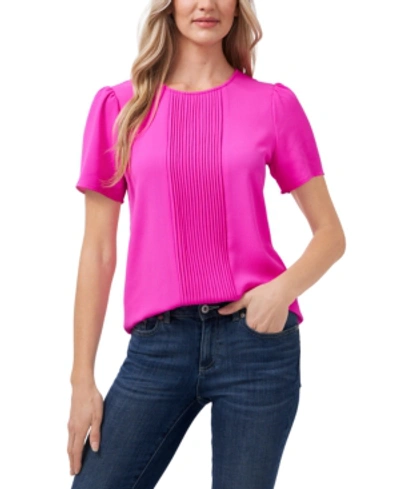 Cece Pleat Front Top In Magenta Glow