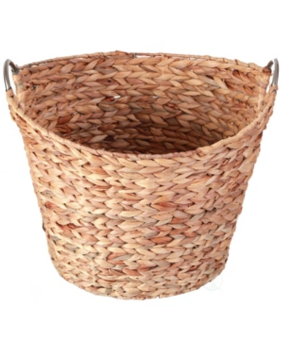 Vintiquewise Water Hyacinth Wicker Large Round Storage Laundry Basket With Handles In Light Brown