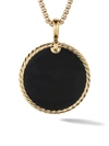 David Yurman Dy Elements Disc Pendant In 18k Yellow Gold With Black Onyx