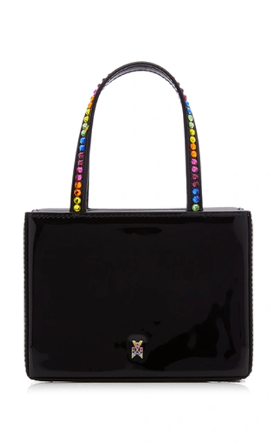 Amina Muaddi Women's Amini Glida Rainbow Crystal & Patent Leather Handbag In Black