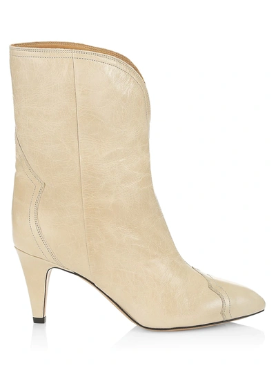 Isabel Marant Dytho Western Leather Mid-calf Boots In Beige