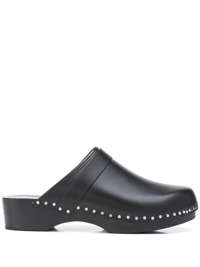Thalie Studded Leather Clogs In Black