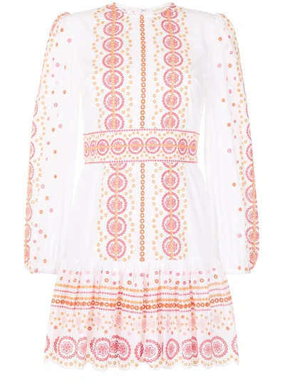 Michael Michael Kors Broderie Anglais Cotton Mini Dress In White