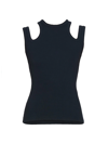 A.w.a.k.e. Cutout Ribbed Organic Cotton-jersey Tank In Black