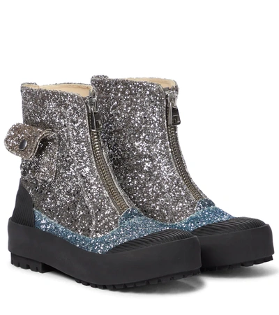 Jw Anderson Bicolor Glitter Duck Boots In Blue