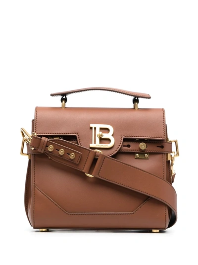 Balmain Bbuzz 23 Calfskin Leather Shoulder Bag In Kaki