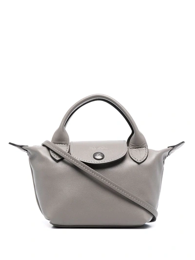 Longchamp Le Pliage Cuir Extra Small Top Handle Bag In Grey | ModeSens