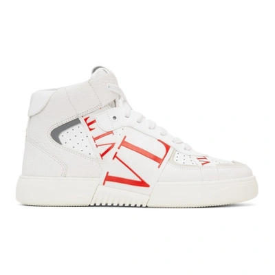 Valentino Garavani White & Red 'vl7n' High-top Sneakers In White/pure Red