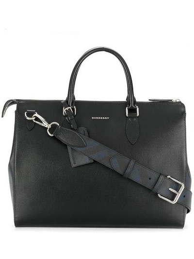 Burberry Large London Leather Briefcase In Black
