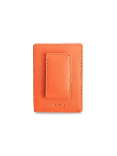 Royce New York Leather Magnetic Money Clip Wallet In Orange