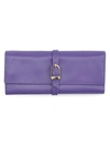 Royce New York Suede-lined Leather Jewelry Roll In Purple