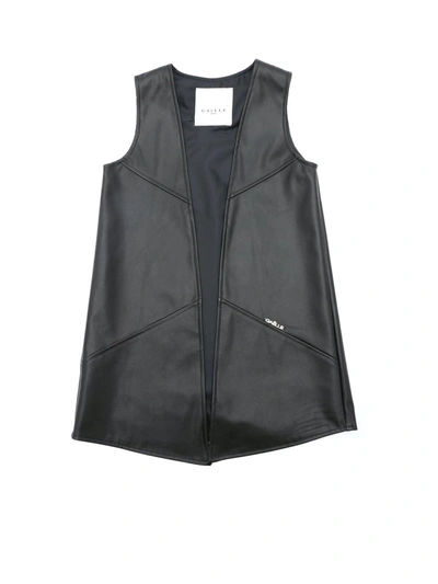 Gaelle Paris Kids' Synthetic Leather Vest In Black