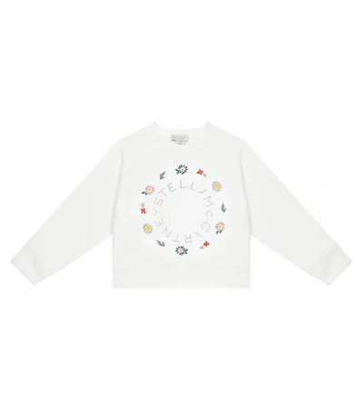 Stella Mccartney Kids' Stella Logo Floral-embroidered Sweatshirt In White