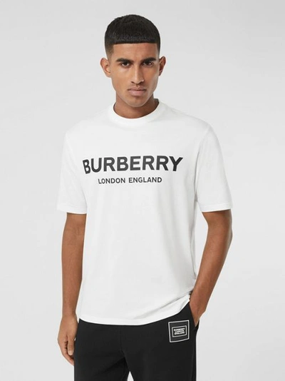 Burberry Cotton Tshirt With Logo In White