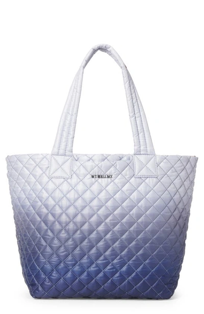 Mz Wallace Metro Deluxe Medium Ombre Quilted Nylon Tote Bag In Horizon Ombre/silver