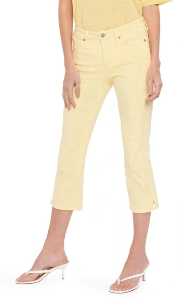 Nydj Petite Chloe Capri Double Needle Slits Jeans In Yellow Daisy