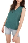 Madewell Whisper Shout Cotton V-neck Tank In Shaded Evergreen