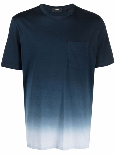 Theory Essential Dip-dye Pima Cotton Tee In Blue