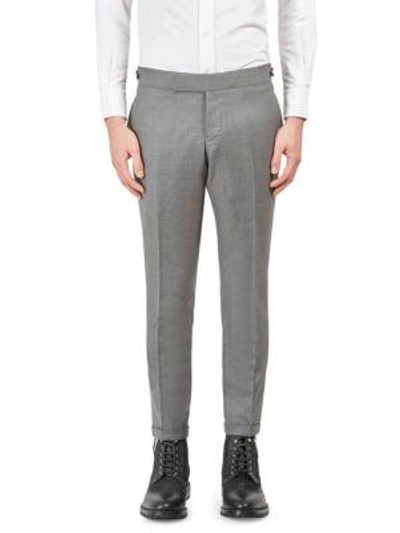 Thom Browne Low Rise Skinny-fit Wool Pants In Medium Grey