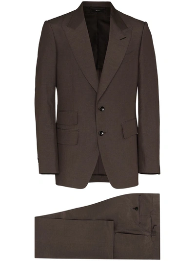 Tom Ford Tailored Single-breasted Suit In Braun