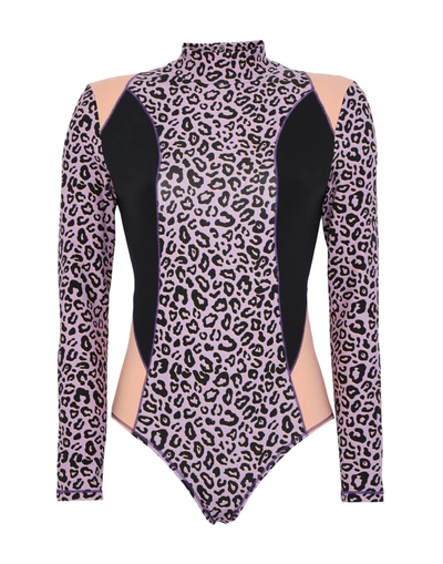 Redemption Athletix Leopard-print High-neck Recycled Polyamide-blend Bodysuit In St Leopardo