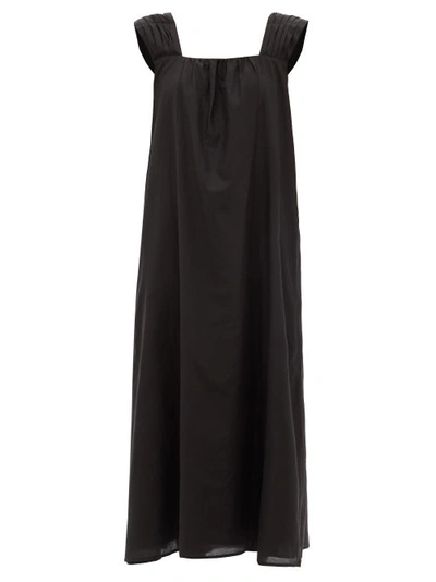 Merlette Rossetti Pleated-strap Cotton-blend Dress In Black