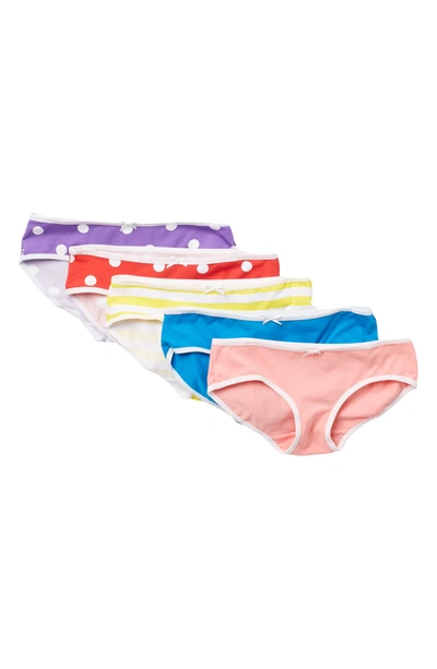 Nordstrom Rack Kids' Hipster Cut Panties In Rainbow Dots Pack