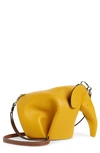Loewe Mini Elephant Leather Crossbody Bag In Narcisus Yellow/ Pecan