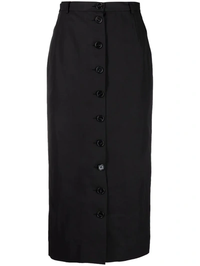 Raf Simons Button-front Mid-length Pencil Skirt In Black