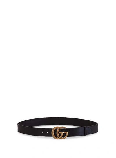 Gucci Belt With Double G Buckle In Nero