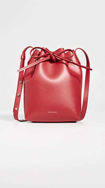 Mansur Gavriel Mini Bucket Bag In Saffiano/poppy