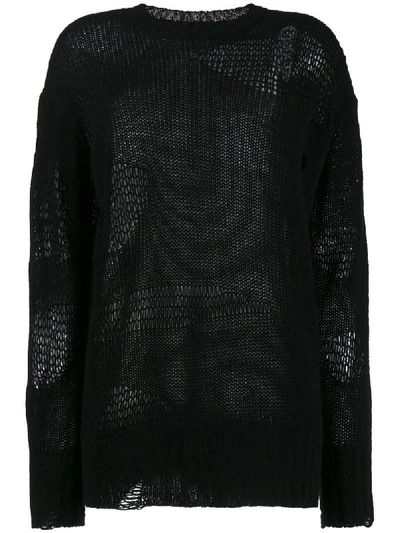 R13 Ripped Oversized Cashmere Sweater In Black