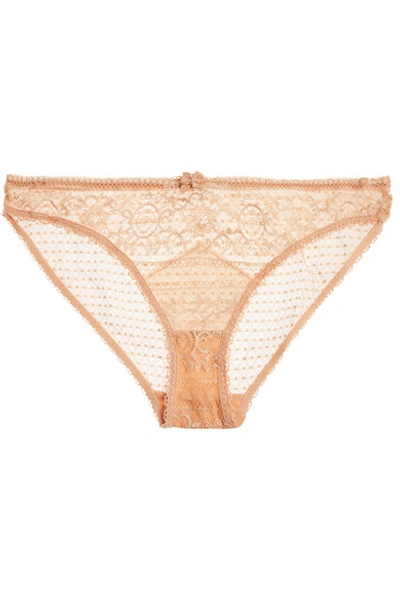 Stella Mccartney Ophelia Whistling Stretch-leavers Lace Briefs In Deep Nude