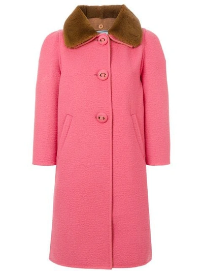 Prada Pink Fur Collar Camel Coat
