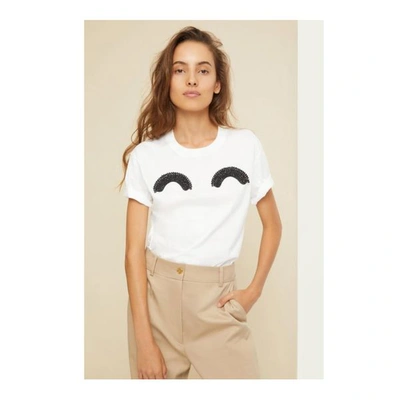 Patoo Embellished Logo Tee In White