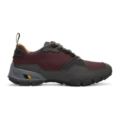 Prada Burgundy Leather And Mesh Crossection Sneakers In F0t3z Anthr