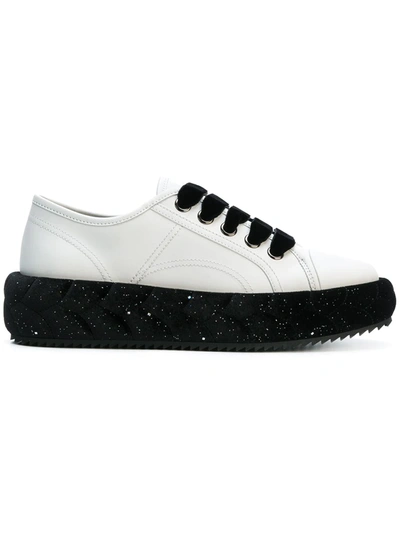 Marco De Vincenzo Glitter Heel Sneakers In White