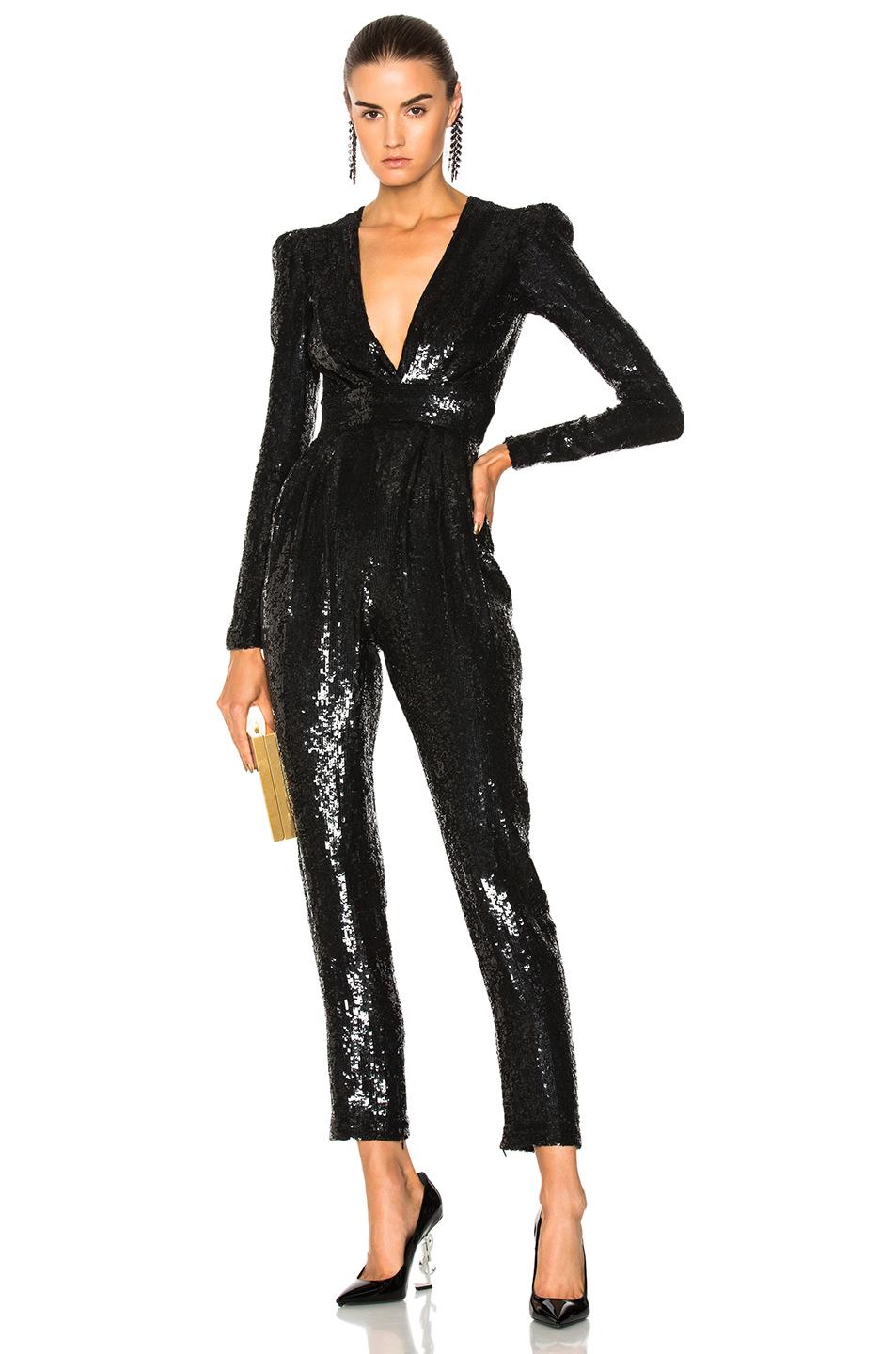 Zuhair Murad Sequined Long-sleeve Jumpsuit In Black | ModeSens