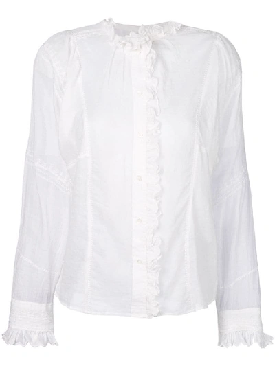 Isabel Marant Étoile Lauryn Ruffle-trimmed Embroidered Cotton Blouse In White