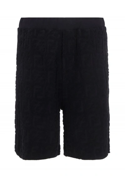 Fendi Ff Karligraphy Chenille Shorts In Black