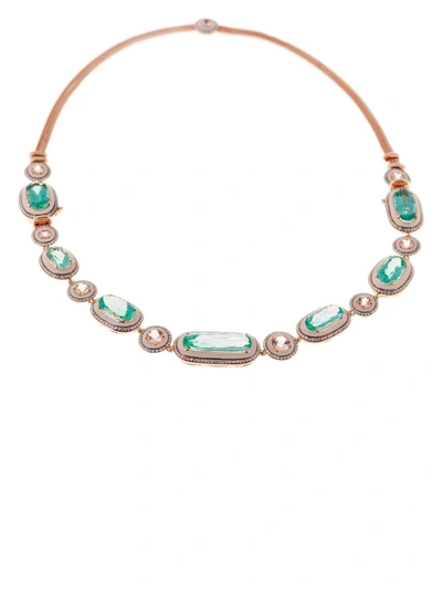 Selim Mouzannar 18kt Rose Gold Beryl, Morganite, Diamond And Pink Enamel Necklace