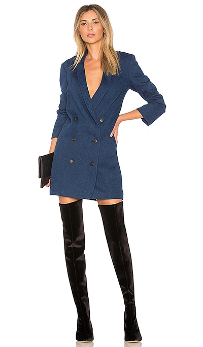 Halston Heritage Double-breasted Twill Jacket Dress In Dark Denim