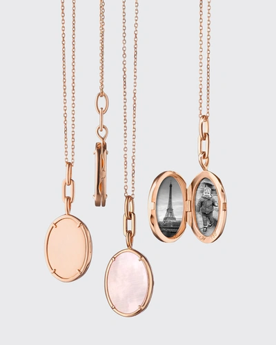 Monica Rich Kosann 18k Rose Gold Oval Mother-of-pearl Locket Necklace In Pink