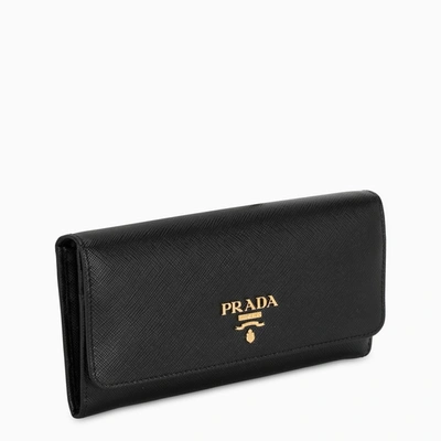 Prada Black/gold Saffiano Wallet