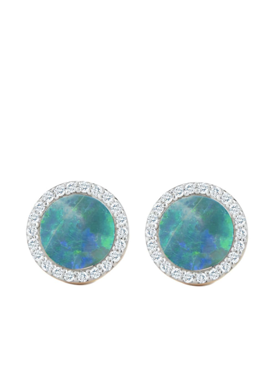 Mateo 14kt Yellow Gold Diamond Opal Stud Earrings