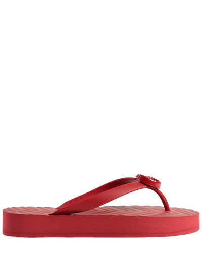 Gucci Women's Chevron Thong Sandal In Red