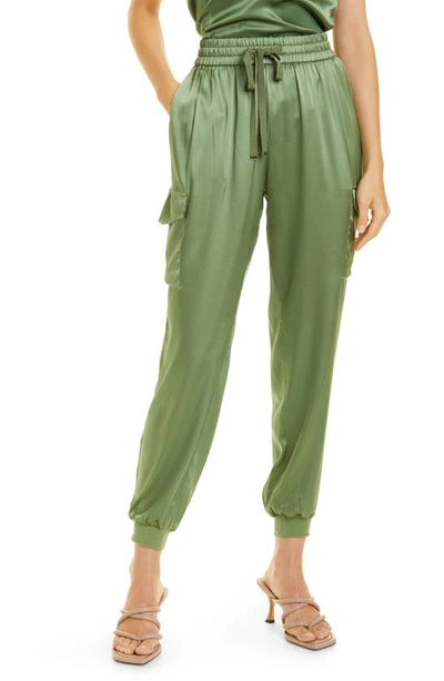 Cami Nyc The Elsie Silk-blend Charmeuse Track Pants In Ivy