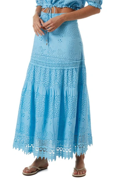 Melissa Odabash Alessia Eyelet Cover-up Maxi Skirt In Cornflower